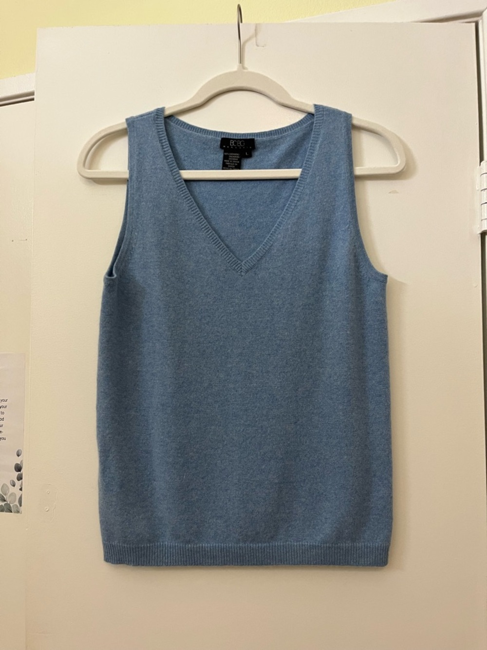 Vintage BCBG Max Azria 100% Cashmere V-Neck Sweater Vest in Cornflower Blue
